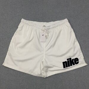 Nike Club Flow Shorts Swim Trunks White Black Embroidered Logo Men's XL HQ2467